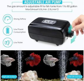 img 2 attached to Rifny Aquarium Air Pump Kit with Adjustable Dual Outlet Air Valve - Fish Tank Oxygen Pump for 1-80 Gallon Tanks, Including Air Stones, Silicone Tubes, and Check Valves