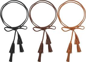 img 4 attached to Women Colors Double Tassels 63Inch Women's Accessories ~ Belts
