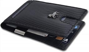 img 4 attached to RFID-Secured Black Leather Slim Money Clip Wallet With ID Holder For Men