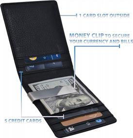 img 3 attached to RFID-Secured Black Leather Slim Money Clip Wallet With ID Holder For Men