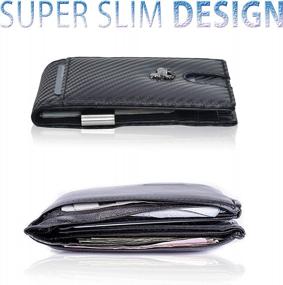 img 1 attached to RFID-Secured Black Leather Slim Money Clip Wallet With ID Holder For Men