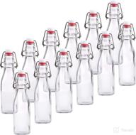 🍺 8 oz clear swing top glass beer bottles for home brewing - carbonated beverages, kombucha, kefir, soda, juice, fermentation - pack of 12 airtight glass bottles with rubber seal flip caps logo