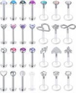 stylish zolure 16g stainless steel lip rings: perfect labret, monroe, medusa, helix, and tragus earring studs for men and women - finest body piercing jewelry logo