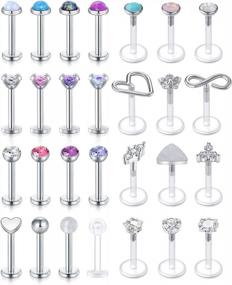 img 2 attached to Stylish Zolure 16G Stainless Steel Lip Rings: Perfect Labret, Monroe, Medusa, Helix, And Tragus Earring Studs For Men And Women - Finest Body Piercing Jewelry