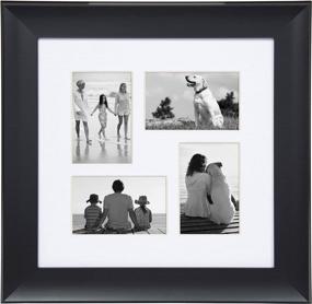 img 4 attached to Black Collage Frame: DesignOvation Scoop Matted Picture Frame, Holds (4) 4X6 Photos, 14X14 Size