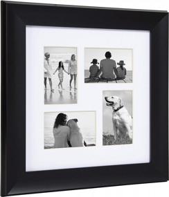 img 3 attached to Black Collage Frame: DesignOvation Scoop Matted Picture Frame, Holds (4) 4X6 Photos, 14X14 Size