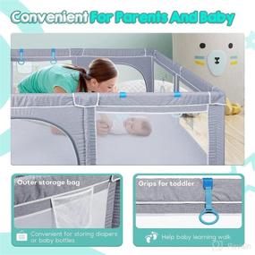 img 1 attached to 👶 WAYPLUS Baby Playpen - Extra Large Kids Playard with Safety Gates and Cute Print - Indoor & Outdoor Kids Activity Center - Breathable Mesh - Portable Toddler and Infant Fences - 79 x 59in