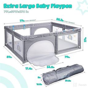 img 3 attached to 👶 WAYPLUS Baby Playpen - Extra Large Kids Playard with Safety Gates and Cute Print - Indoor & Outdoor Kids Activity Center - Breathable Mesh - Portable Toddler and Infant Fences - 79 x 59in