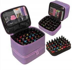 img 4 attached to ButterFox Nail Polish Carrying Case Bag Storage Organizer, Holds 60-70 Bottles With Pockets For Manicure Accessories - Lavender Purple