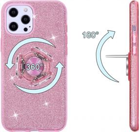 img 1 attached to Чехол Wisdompro Pink Glitter Bling Sparkle IPhone 12 Pro Max с подставкой для кольца — милый и защитный женский чехол для телефона для 6,7-дюймового Apple IPhone 12 Pro Max