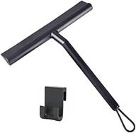 🧼 streak-free cleaning with black silicone squeegee for glass doors, mirrors, tiles, and car windows - 10" shower squeegee with hanging hook логотип