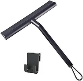 img 2 attached to 🧼 Streak-Free Cleaning with Black Silicone Squeegee for Glass Doors, Mirrors, Tiles, and Car Windows - 10" Shower Squeegee with Hanging Hook