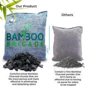 img 1 attached to Bamboo Brigade Air Purifying Bags (4-Pack with S Hooks), 200g Activated Charcoal Odor Eliminator Bags (Set of 4), Home, Car, Shoe, Pet, Closet, Room, Refrigerator Odor Absorber