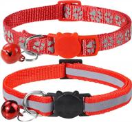 taglory reflective cat collars breakaway with bell, 2-pack girl boy pet kitten collar adjustable 7.5-12.5 inch, red logo