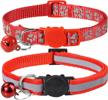 taglory reflective cat collars breakaway with bell, 2-pack girl boy pet kitten collar adjustable 7.5-12.5 inch, red logo