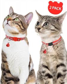img 3 attached to Taglory Reflective Cat Collars Breakaway With Bell, 2-Pack Girl Boy Pet Kitten Collar Adjustable 7.5-12.5 Inch, Red