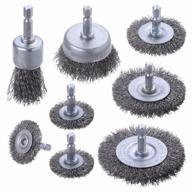 8-piece wire brush wheel cup set - hex shank drill attachment for rust removal logo