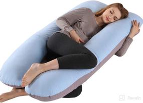 img 4 attached to 🤰 ELNIDO QUEEN U Shaped Pregnancy Pillow - Ultimate Back, Hips, Legs, and Belly Support for Pregnant Women - Full Body Pillow with Cotton Cover (55x28 Inch, Blue/Grey)