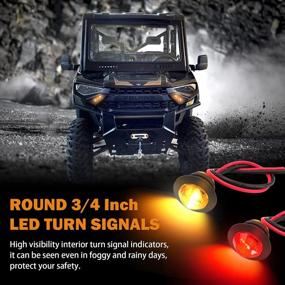 img 3 attached to Green Universal ATV UTV Street Legal Turn Signal Kit With Rocker Switch Compatible For Polaris RZR Ranger Turbo Can-Am Side By Side Non-Backlit Horizontal Lights.