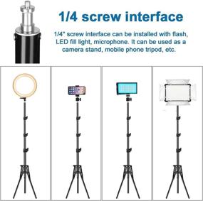 img 2 attached to 📱 Aluminum Alloy Cell Phone Tripod Stand for iPhone - Lightweight, Non-Skid & Extends to 59" - 2 Pack