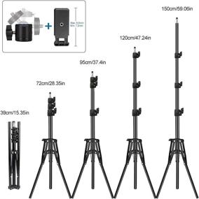 img 3 attached to 📱 Aluminum Alloy Cell Phone Tripod Stand for iPhone - Lightweight, Non-Skid & Extends to 59" - 2 Pack
