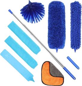 img 4 attached to 🧹 OFins Cleaning Dusters Set - 100in Feather Duster with Extension Pole, 9Pcs Reusable Cobweb Duster Refills, Easy Disassemble Extendable Dusters for Cleaning Crevices, Walls, Ceilings