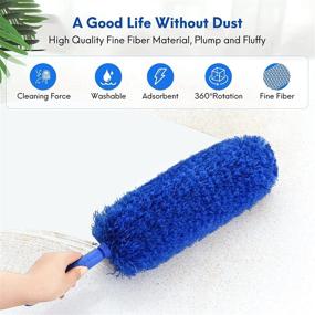 img 2 attached to 🧹 OFins Cleaning Dusters Set - 100in Feather Duster with Extension Pole, 9Pcs Reusable Cobweb Duster Refills, Easy Disassemble Extendable Dusters for Cleaning Crevices, Walls, Ceilings
