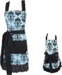 women's floral apron with 2 pockets - vintage cotton extra-long tie for mom and me logo