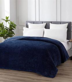 img 4 attached to Elegear Fleece Throw Blanket Twin Size, 350GSM Super Soft Fuzzy Blanket With Jacquard Weave Design, Lightweight Flannel Cozy Blanket For All Season, For Bed/Sofa/Couch/Office/Travel - 60"X80", Blue