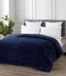 elegear fleece throw blanket twin size, 350gsm super soft fuzzy blanket with jacquard weave design, lightweight flannel cozy blanket for all season, for bed/sofa/couch/office/travel - 60"x80", blue logo