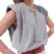 women's loose sleeveless blouse tank top with shoulder pads logo