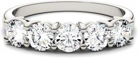 img 1 attached to Lab-Grown 14K White Gold Created Moissanite Wedding Band For Women - 4Mm Round Cut, 1.15Cttw DEW, Rhodium Plated By Charles & Colvard