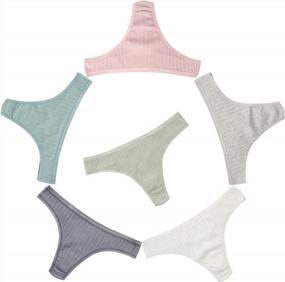 img 4 attached to Breathable Cotton Thong Underwear For Women - 6 Pack Hipster Bikini Panties By Knitlord
