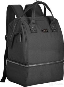img 4 attached to 🎒 Viedouce Nappy Backpack: Small Changing Nappy Bag with Insulated Picnic Lunch and Breast Pump Compartments, Waterproof Oxford Travel Diaper Mummy Bag with Charging Port - Black