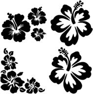 🌺 hawaiian hibiscus flower decals - 4 pack (black hibiscus, small size ~3.5") logo