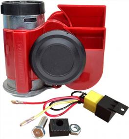img 4 attached to 125Db Loud Electric Horn For Trucks, Cars, And Motorcycles - Red SoundOriginal 12Volt Air Horn With Automotive Relay