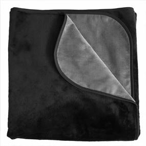 img 4 attached to Mambe Waterproof Fleece Throw Blanket - Medium Size - Black Charcoal Color - Soft And Silky Fabric For Furniture Protection From Stains And Accidents - Machine Washable Pet Fur Cover