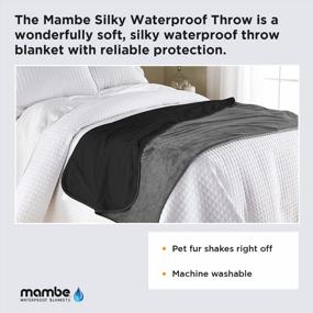 img 3 attached to Mambe Waterproof Fleece Throw Blanket - Medium Size - Black Charcoal Color - Soft And Silky Fabric For Furniture Protection From Stains And Accidents - Machine Washable Pet Fur Cover