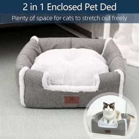 img 2 attached to 🐱 Foldable Cat Bed Cave - Indoor Cats House with Washable Cushions for Kittens, Small Pets - Soft and Warm Gray Cat Tent