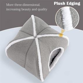 img 1 attached to 🐱 Foldable Cat Bed Cave - Indoor Cats House with Washable Cushions for Kittens, Small Pets - Soft and Warm Gray Cat Tent