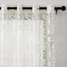 img 4 attached to Top Finel Floral Voile Sheer Curtains 84 Inches Long For Living Room Bedroom Grommet Window Treatments, Light Filtering Drapes 2 Panels, (Cream, 54 W X 84 L )