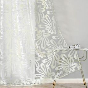 img 2 attached to Top Finel Floral Voile Sheer Curtains 84 Inches Long For Living Room Bedroom Grommet Window Treatments, Light Filtering Drapes 2 Panels, (Cream, 54 W X 84 L )