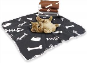 img 4 attached to Premium Fleece Dog Blanket - Softan 1 Pack 5 Washable Cat Blankets With Cute Paw Prints, 24"X28"" Sleep Mats For Puppies And Kittens
