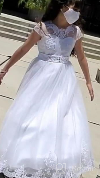 img 1 attached to Tulle Lace Flower Girl Dress: Elegant Maxi Ball Gown with Sash, Beading, and Back Hole for Pageants and Special Occasions review by Morgan Ostwalt