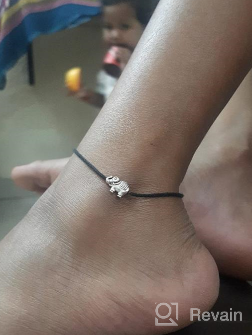 img 1 attached to 💎 GURJARI JEWELLERS Set of 5 Adjustable Black Thread Anklets with Oxidised Beads for Girls - nazariya Anklet review by Kim Marshall