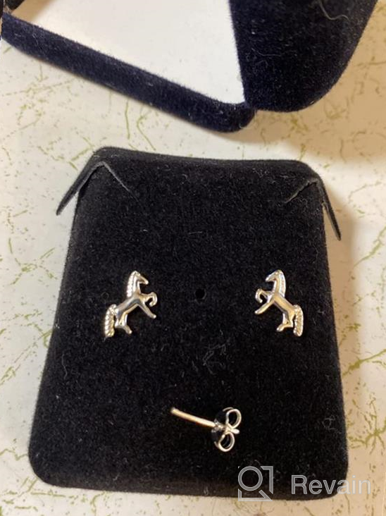 img 1 attached to 🐴 Hypoallergenic 925 Sterling Silver Small Tiny Minimalist Horse Stud Earrings for Women Girls - Cute Animal Earrings review by Jasmine Rogers