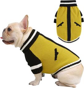 img 4 attached to 🧶 Winter Warmth for Puppy Love: Knitted Dog Sweaters in Yellow-L