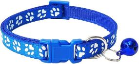 img 1 attached to 🐾 CHBORCHICEN 2-Pack Footprint & Reflective Cat Collar with Bell | Adjustable Polyester Dog Cat Collar with Buckle for Optimal Safety on Seatbelts