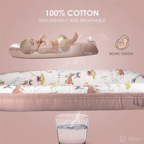 img 2 attached to 🦌 Organic Cotton Baby Lounger Nest with Bassinet Mattress - Portable Pink Deer Crib for Newborns (0-12 Months)
