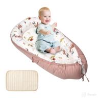 🦌 organic cotton baby lounger nest with bassinet mattress - portable pink deer crib for newborns (0-12 months) logo